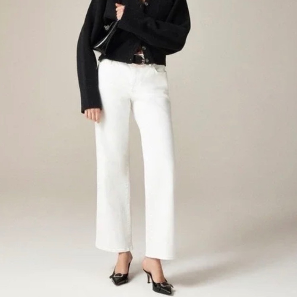 J Crew White Lower Rise Slim Wide Leg Jeans Size 25